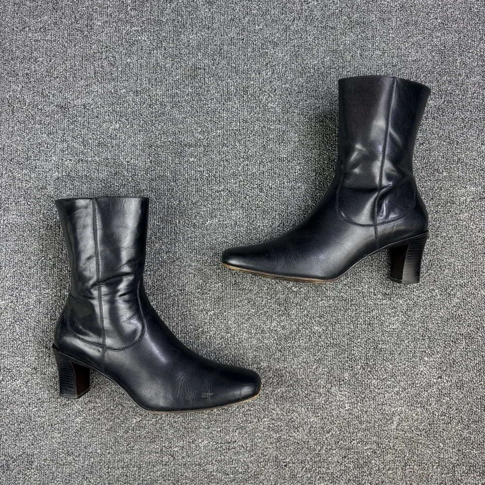 Cole Haan Country Black Leather Heeled Ankle Boots Women's Size 8 B Made Brazil - Picture 4 of 12